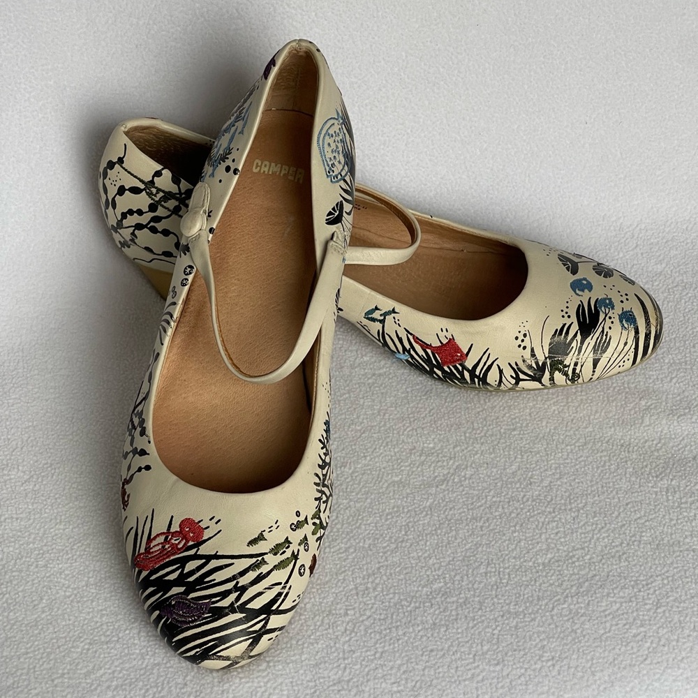 CAMPER Ladies "TWS" Twins Cream Leather Mary Jane Shoes Size 10-11 US - Picture 15 of 15